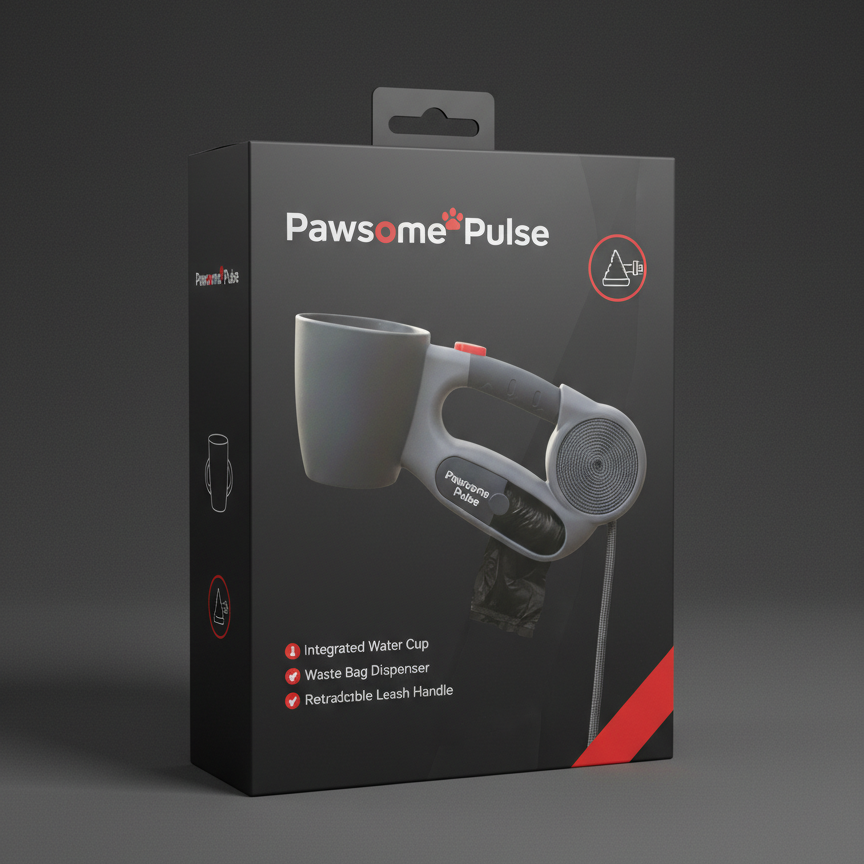 Pawsome Pulse 3-in-1 Retractable Dog Leash with Poop Bag Holder & Water Cup